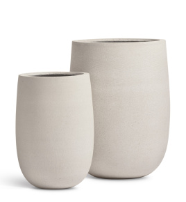 Кашпо TREEZ ERGO - Fine Rock - Высокая округлая чаша - Белый камень