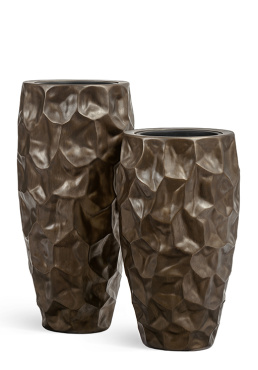 Кашпо TREEZ Effectory - Metal - Высокий округлый конус Design Crumple - Чернёная бронза