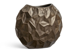 Кашпо TREEZ Effectory - Metal - Плоская сфера Design Crumple - Чернёная бронза