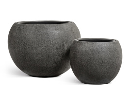 Кашпо TREEZ Effectory - Stone - Большая полусфера - Тёмно-серый камень