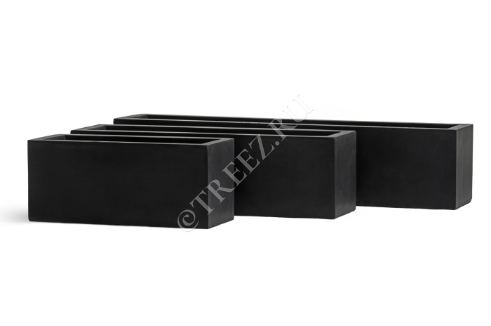 Кашпо TREEZ ERGO - Just - Узкий низкий прямоугольник - Антрацит фото