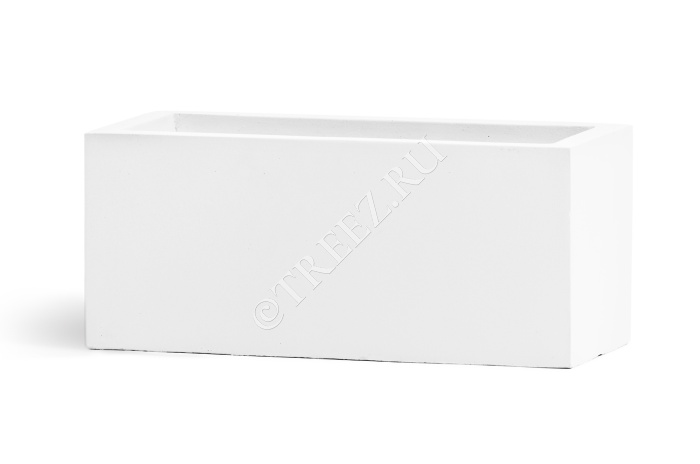 Кашпо TREEZ ERGO - Just - Узкий низкий прямоугольник - Белый камень фото