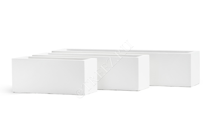 Кашпо TREEZ ERGO - Just - Узкий низкий прямоугольник - Белый камень фото