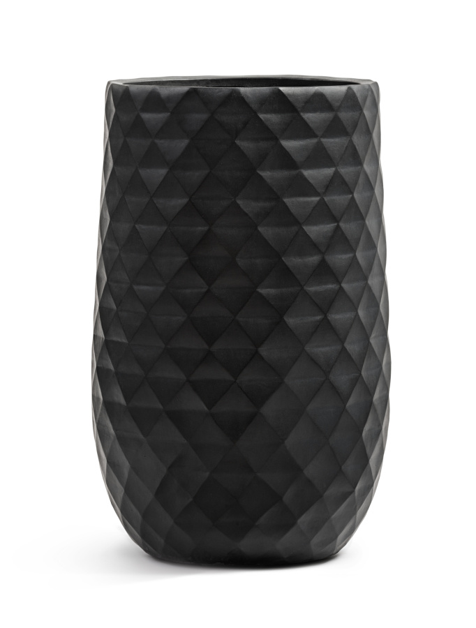 Кашпо TREEZ ERGO - Diamond - Высокая округлая чаша - Антрацит фото