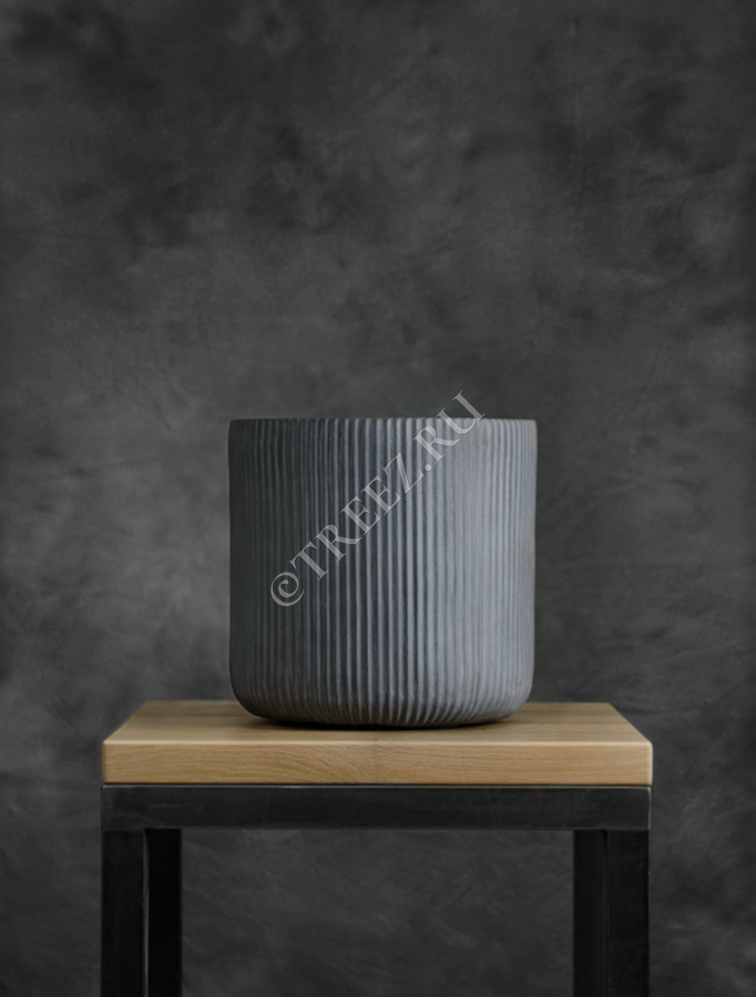 Кашпо TREEZ ERGO - Jet - Цилиндр - Дымчато-серый бетон фото
