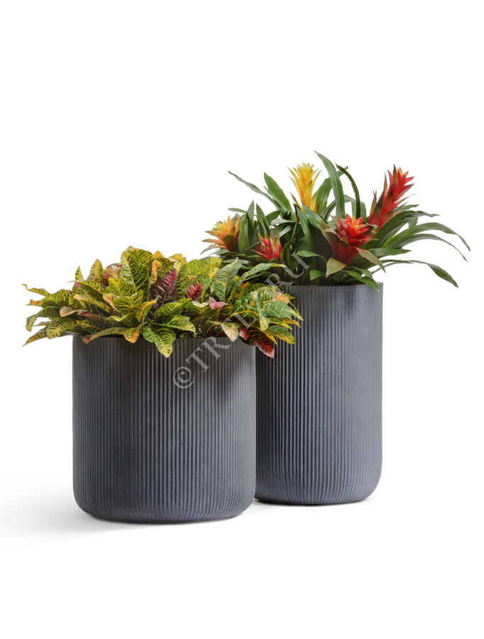 Кашпо TREEZ ERGO - Jet - Цилиндр - Дымчато-серый бетон фото