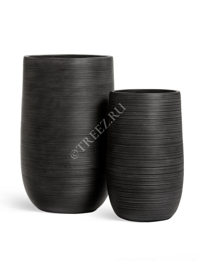 Кашпо TREEZ ERGO - TreeLine - Высокая округлая чаша - Антрацит фото