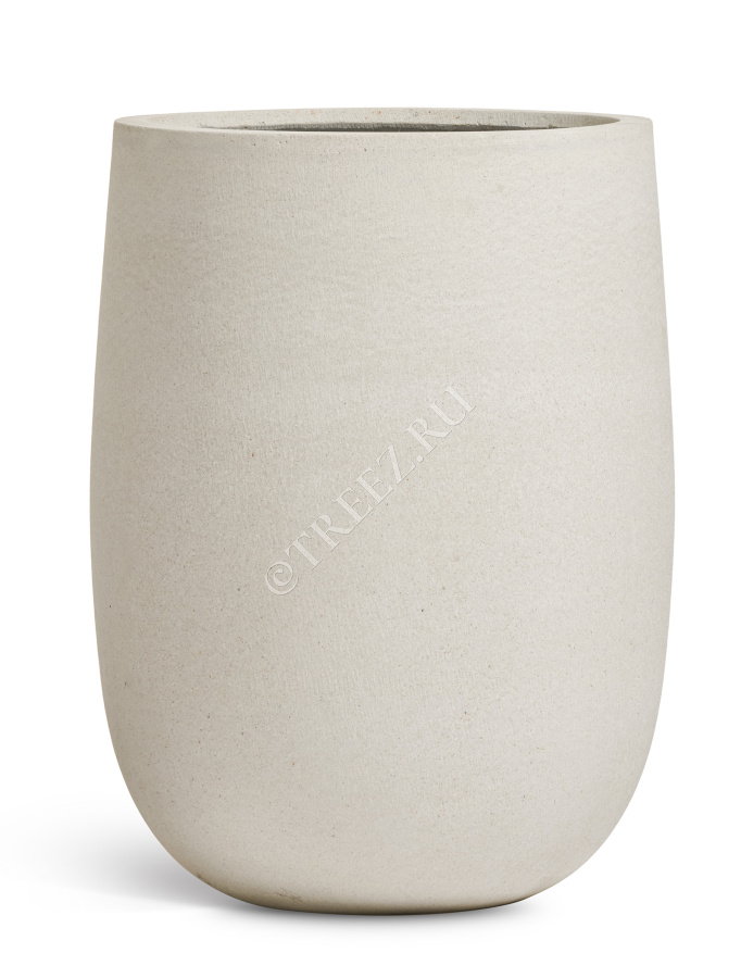 Кашпо TREEZ ERGO - Fine Rock - Высокая округлая чаша - Белый камень фото