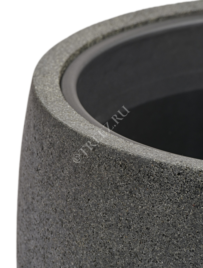 Кашпо TREEZ Effectory - Stone - Чаша classic - Тёмно-серый камень фото