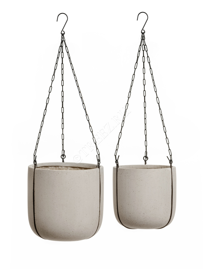 Кашпо TREEZ Effectory - Beton - Чаша подвесная - Белый песок фото