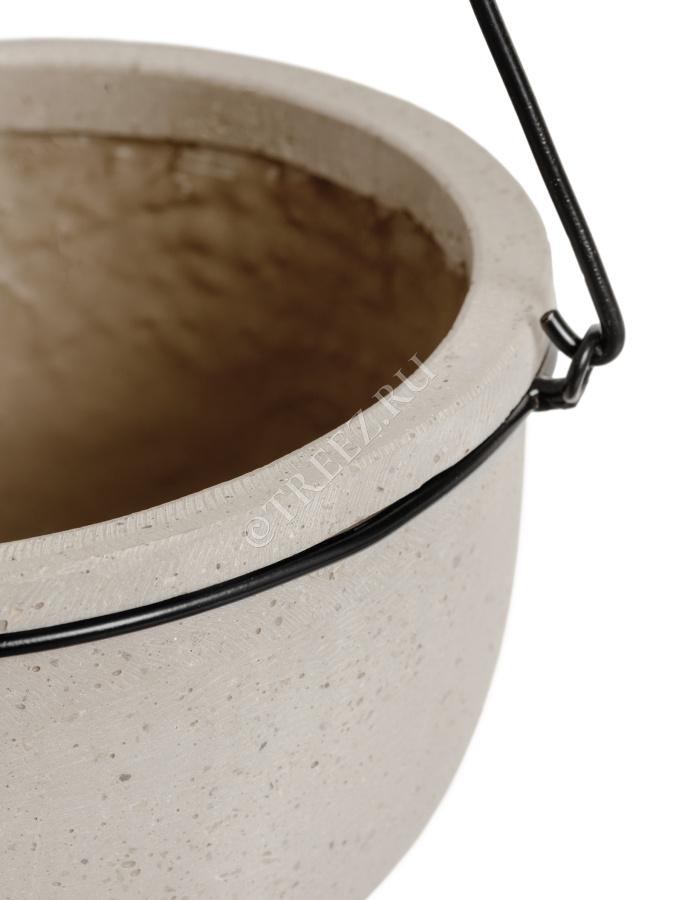 Кашпо TREEZ Effectory - Beton - Полусфера подвесная - Белый песок фото