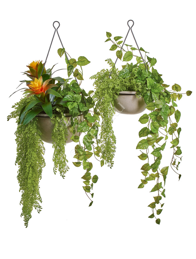 Кашпо TREEZ Effectory - Beton - Полусфера подвесная - Белый песок фото