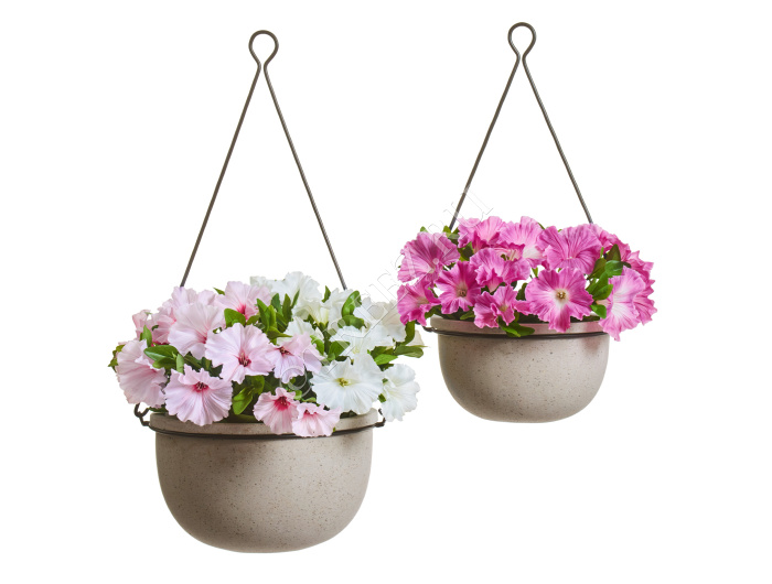 Кашпо TREEZ Effectory - Beton - Полусфера подвесная - Белый песок фото