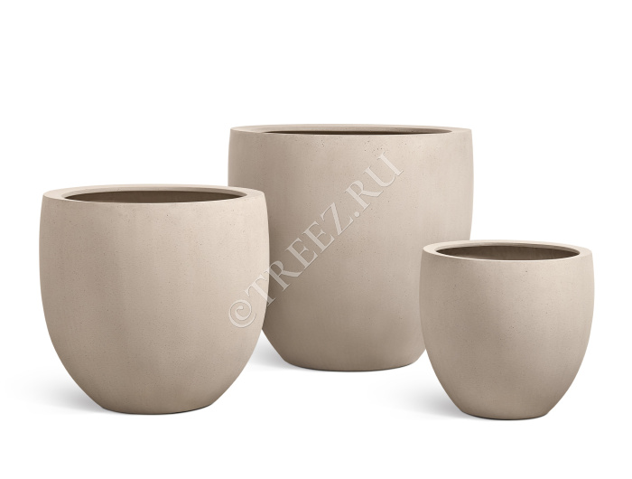 Кашпо TREEZ Effectory - Beton - Большой округлый конус - Белый песок фото