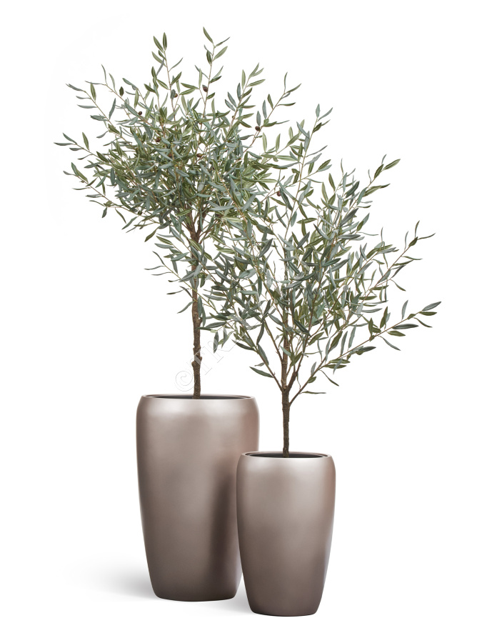 Кашпо TREEZ Effectory - Metal - Высокий округлый конус - Лаковое тёмное серебро фото