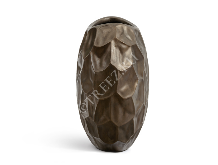 Кашпо TREEZ Effectory - Metal - Плоская сфера Design Crumple - Чернёная бронза фото