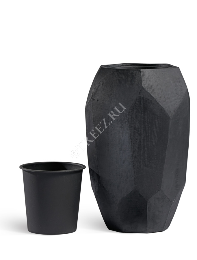 Кашпо TREEZ Effectory - Anthra - Высокий Design-многогранник - Антрацит фото