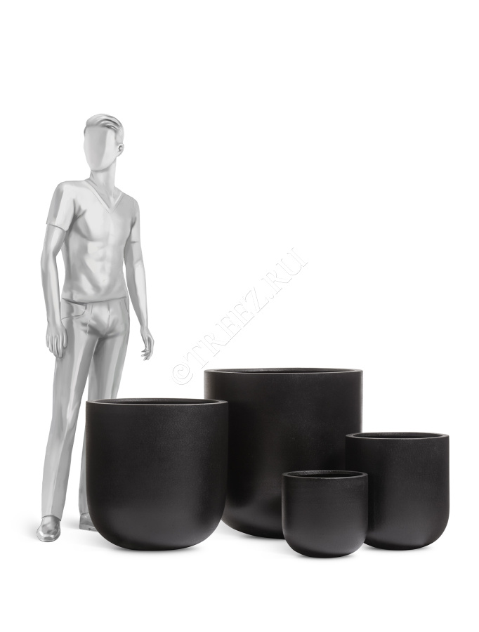 Кашпо TREEZ ERGO - Hard Rock - Цилиндрическая Чаша - Антрацит фото