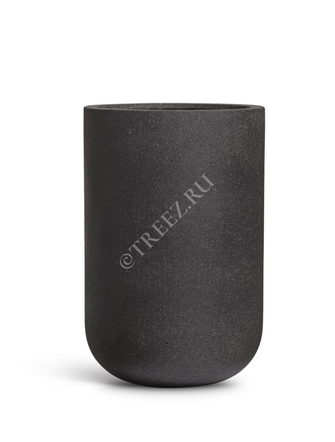Кашпо TREEZ ERGO - Hard Rock - Высокий округлый цилиндр - Чёрный песок фото