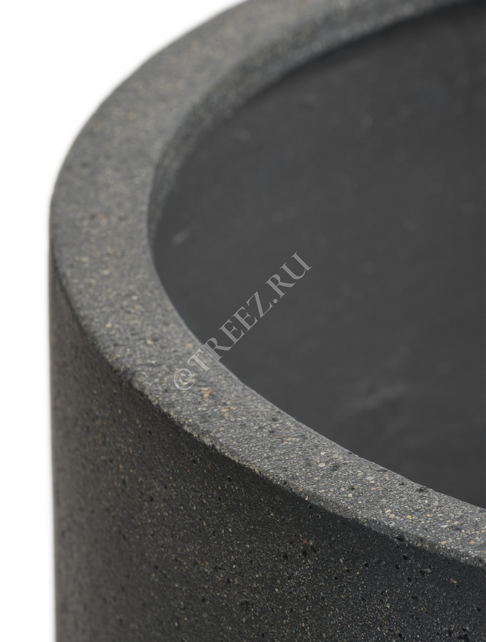 Кашпо TREEZ ERGO - Hard Rock - Цилиндрическая чаша на колёсиках - Чёрный песок фото