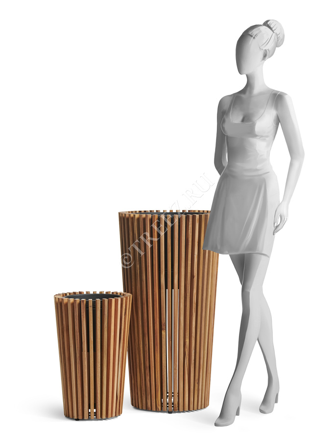 Кашпо TREEZ Effectory - Timberline - Высокий конус - Тёмное дерево фото