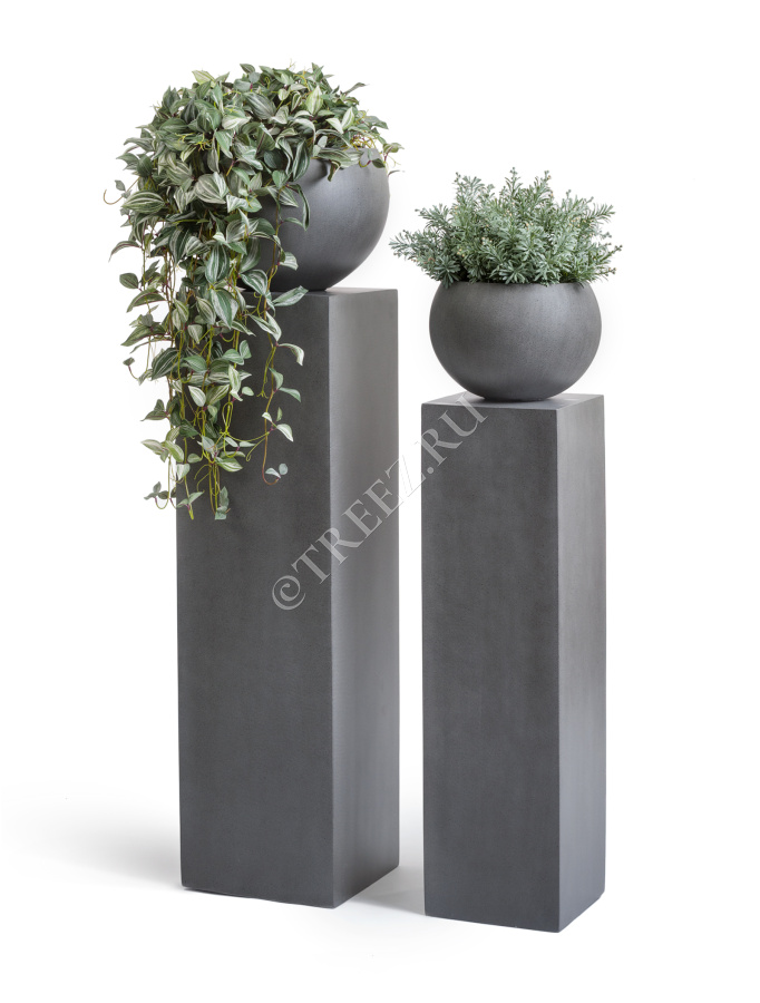 Кашпо TREEZ Effectory - Beton - Полусфера - Тёмно-серый бетон фото