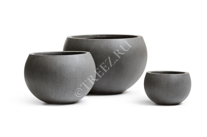 Кашпо TREEZ Effectory - Beton - Полусфера - Тёмно-серый бетон фото