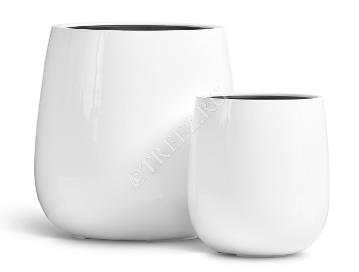 Кашпо TREEZ Effectory - Gloss - Design-Чаша - Белый глянцевый лак фото