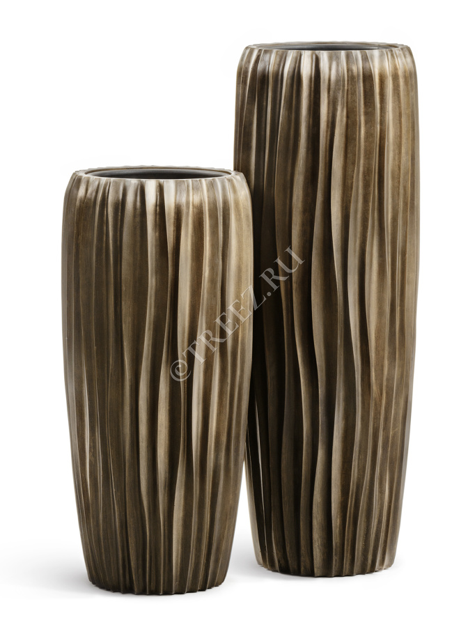 Кашпо TREEZ Effectory - Metal - Высокий конус Design Wave - Чернёная бронза фото